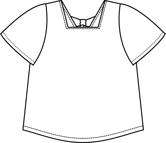 方領後綁帶上衣 8 T004平面圖 Front