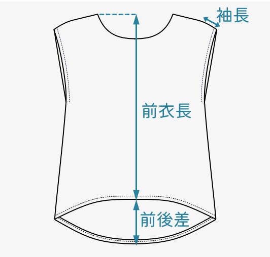 前短後長落肩上衣(大人&小孩版) 20 T006平面圖圓弧 F